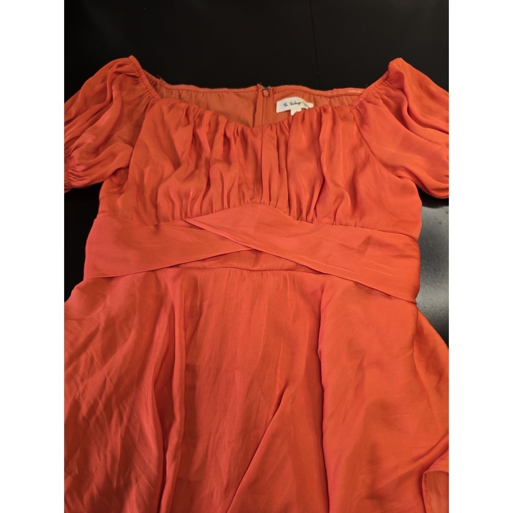The Vintage Shop Orange Tiered Romper Dress, Ruffle Puff Sleeve Size M